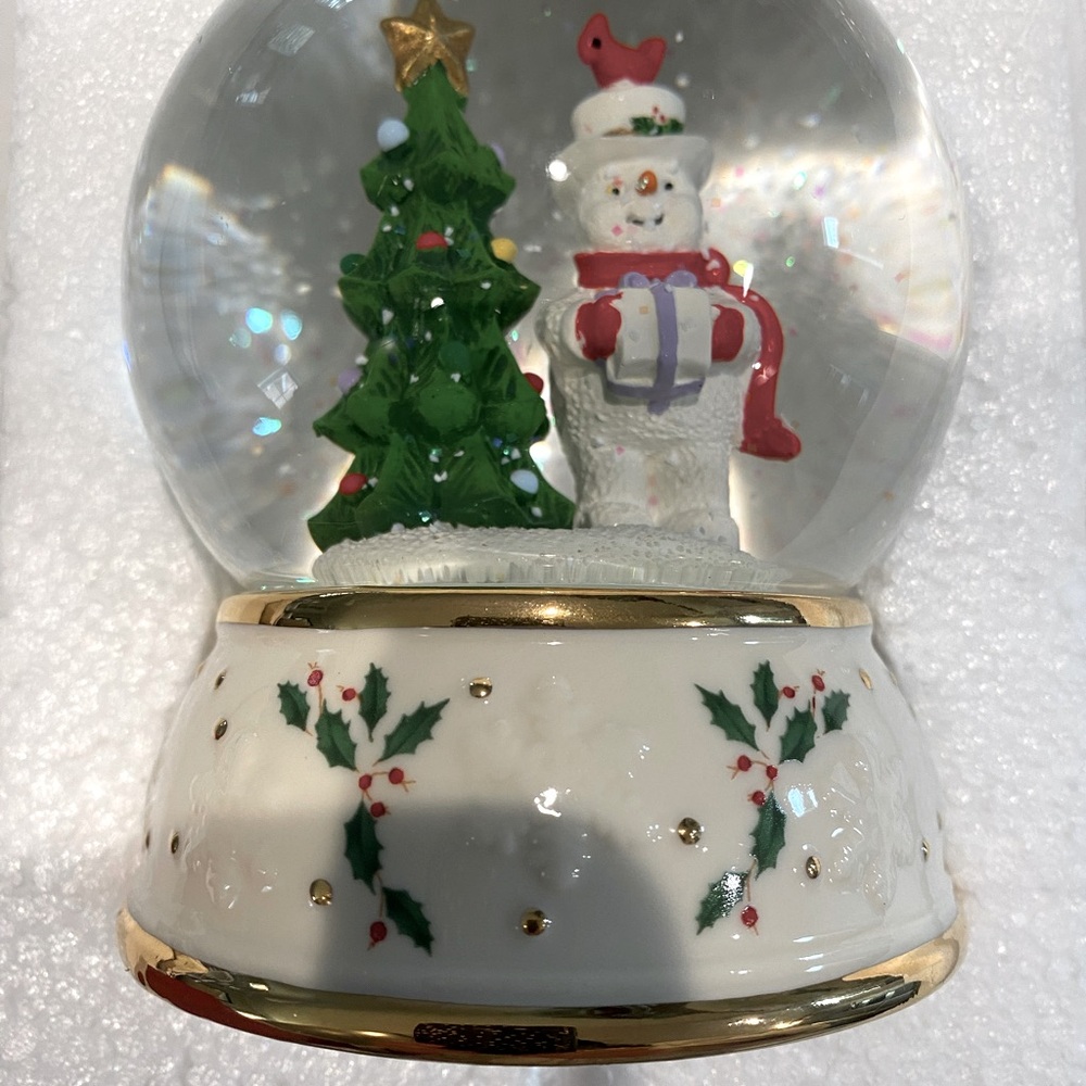 Lenox Happy Holly Days snow globe. New in box.